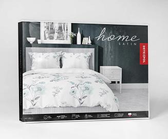 Pościel satynowa 200x220 biała w turkusowe szare kwiaty