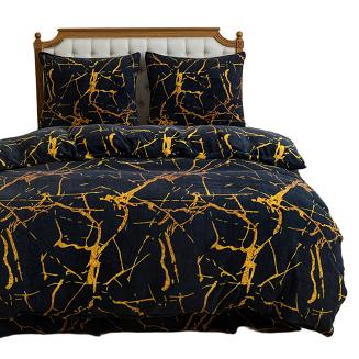 Pościel polarowa 220x200 welur czarna złota marmurek