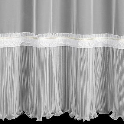 Firana gotowa na przelotkach MEGAN 140x250 Eurofirany biała z aplikacją falbanki na dole