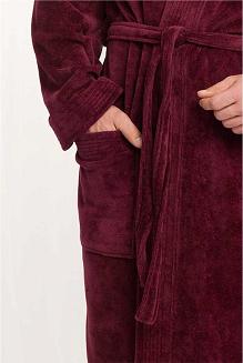 Szlafrok męski LUNA kod 850 bordowy - kieszeń, wiązanie