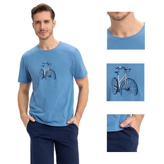 Piżama męska LUNA kod 734 niebieska granatowa rower