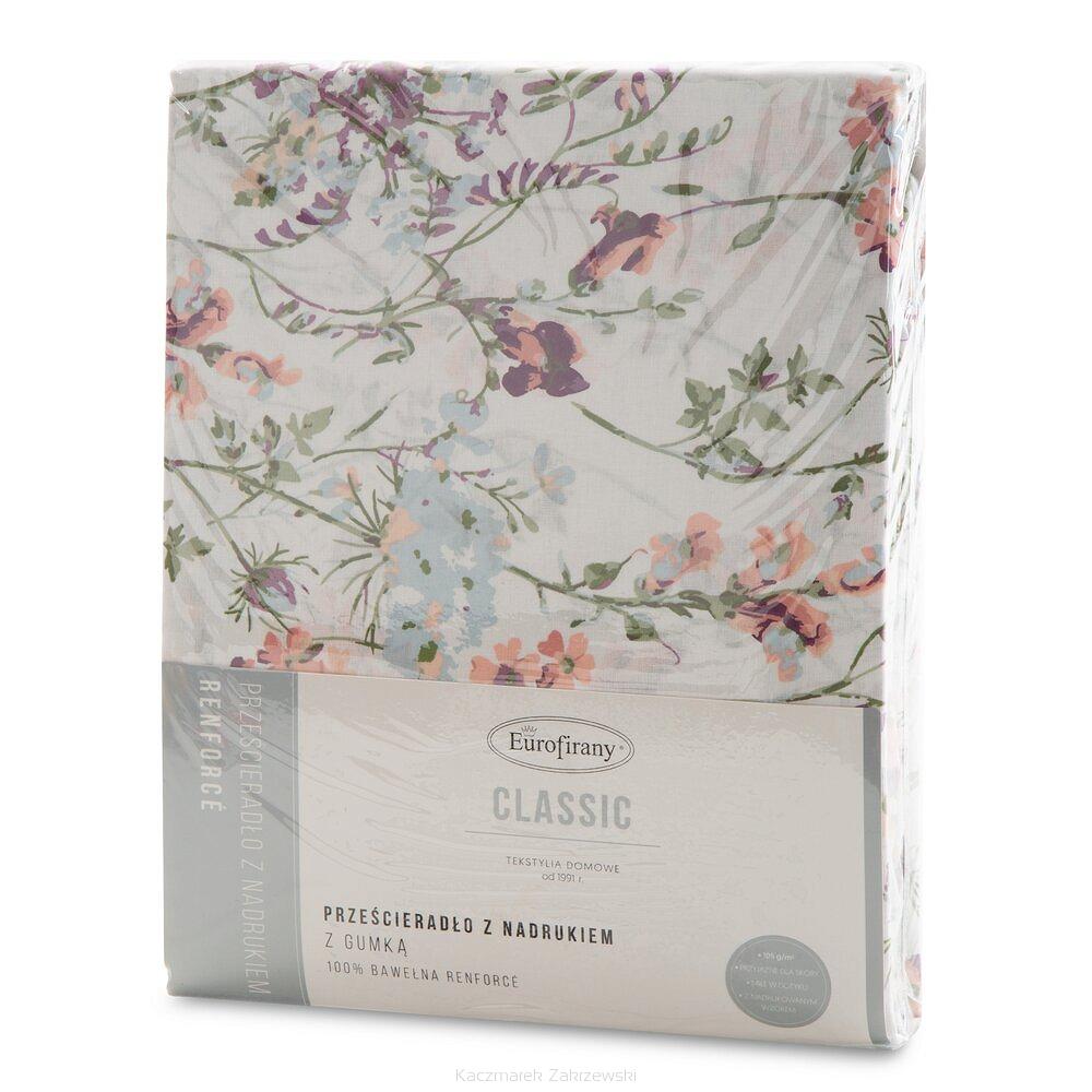 Prześcieradło satynowe z gumką PRINT 140x200 Eurofirany różowy