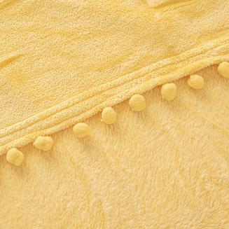 Koc narzuta Pompie 150x200 musztardowy z pomponami