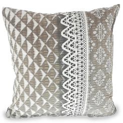 Poszewka z kory 50x60 wzór szara koronka z kokardami