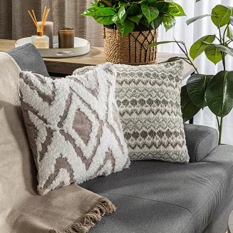 Poszewka dekoracyjna EVITA 45x45 Eurofirany kremowa beżowa geometryczny wzorek