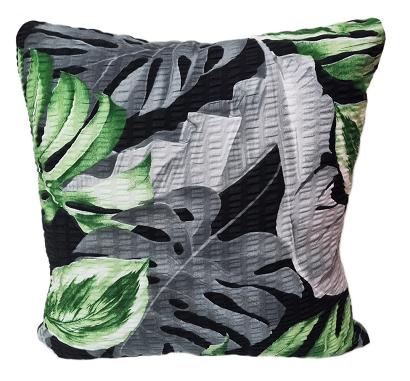 Poszewka z kory 50x60 czarna w szare zielone egzotyczne liście