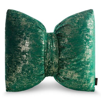 Poduszka dekoracyjna KOKARDA1 45x55 Eurofirany ciemnozielona z błyszczącym nadrukiem