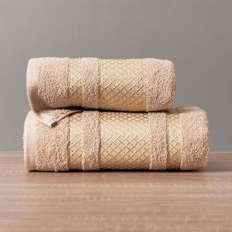 Ręcznik bawełniany LIONEL 50x90 beżowy ze złotą bordiurą