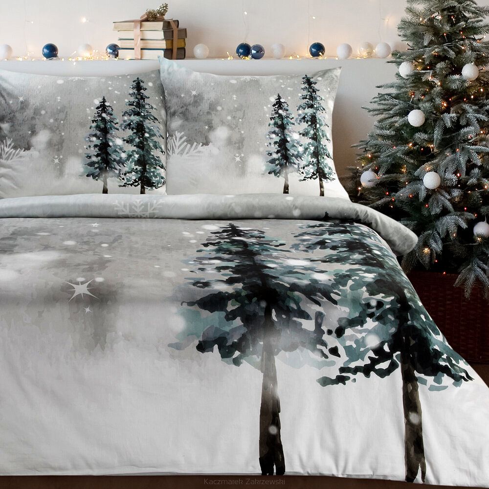 Komplet pościeli świąteczny POS 160x200 Eurofirany jasnoszary