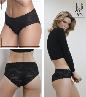 Figi damskie bezszwowe koronkowe BELLIE Julimex czarne