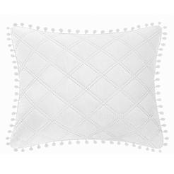 Poszewka dekoracyjna POMPOO 50x70 biała z pomponami