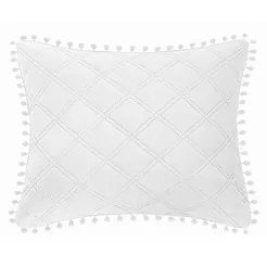 Poszewka dekoracyjna POMPOO 50x70 biała z pomponami