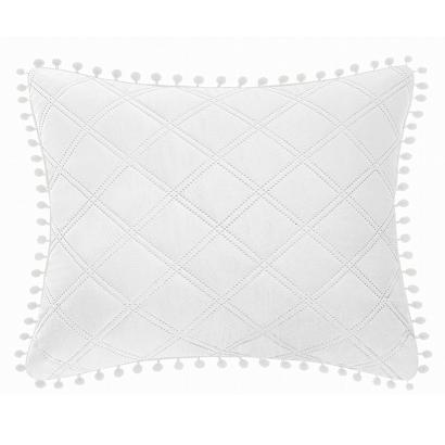 Poszewka dekoracyjna POMPOO 50x70 biała z pomponami