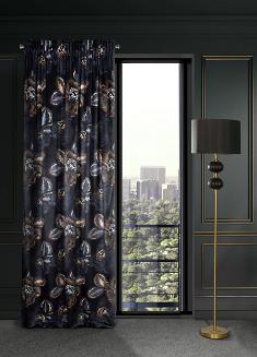 Firana gotowa na taśmie PEONIA2 140x270 Eurofirany czarny