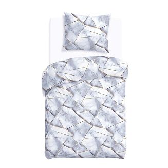 Pościel satyna bawełniana SATYNLOVE 140x200 biała szara złota marmurek