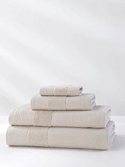 Ręcznik bawełniany wafel Checky 50x90 kaszmirowy z ozdobną bordiurą