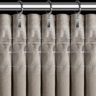 Zasłona gotowa na taśmie ROSES 140x270 Eva Minge Eurofirany beżowa z 6 pasami róż na górze