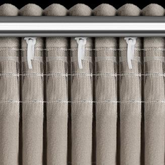 Zasłona gotowa na taśmie ROSES 140x270 Eva Minge Eurofirany beżowa z 6 pasami róż na górze