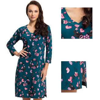 Koszula damska LUNA kod 72 turkusowa w kwiaty