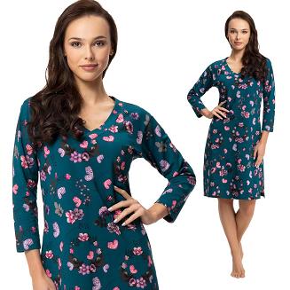 Koszula damska LUNA kod 72 turkusowa w kwiaty