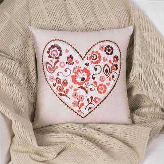 Poszewka dekoracyjna FOLK LOVE 40x40 welwetowa beżowa
