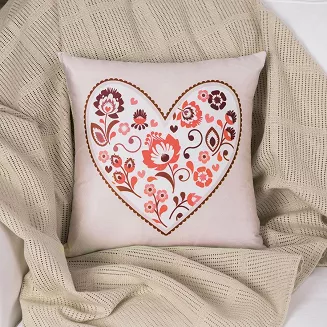 Poszewka dekoracyjna FOLK LOVE 40x40 welwetowa beżowa