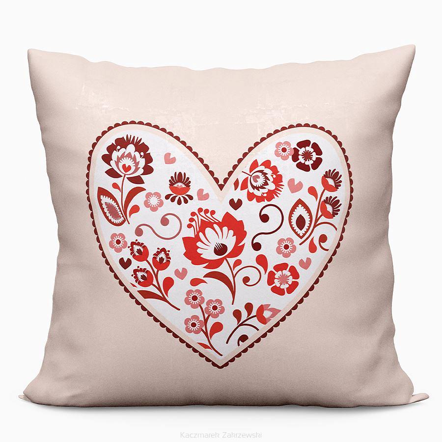 Poszewka dekoracyjna FOLK LOVE 40x40 welwetowa beżowa