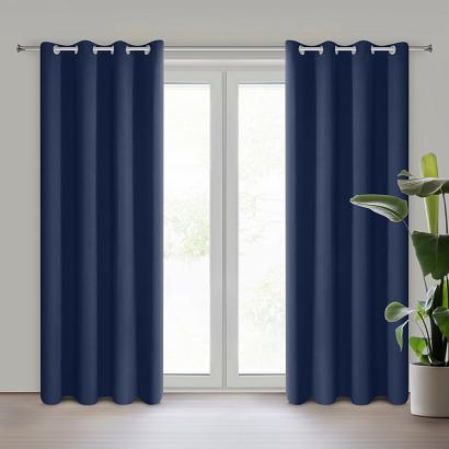 Zasłona gotowa na przelotkach LOGAN 135x270 Eurofirany granatowa