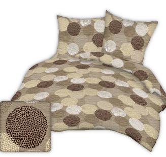 Pościel satyna korowana 160x200 wzór beżowe brązowe koła