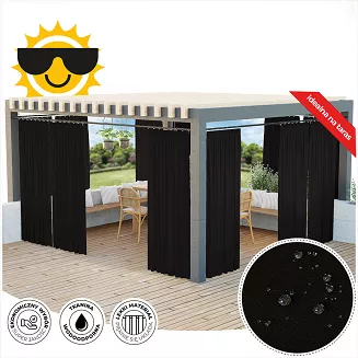 Zasłona gotowa na taśmie GARDENIA 140x200 wodoodporna ogrodowa czarna