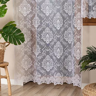 Firanka żakardowa gotowa na prosto na szelkach APOLONIA 140x230 biała