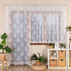 Firanka żakardowa gotowa na prosto na szelkach APOLONIA 140x230 biała