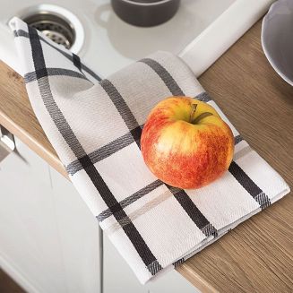 Ścierka kuchenna bawełna egipska KRATI 50x70 kratka biała beżowa grafitowa