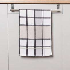 Ścierka kuchenna bawełna egipska KRATI 50x70 kratka biała beżowa grafitowa