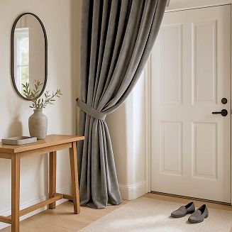 Zasłona gotowa na taśmie VELVET SOFT 140x300 welurowa szara