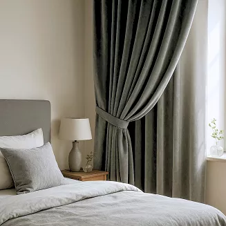 Zasłona gotowa na taśmie VELVET SOFT 140x300 welurowa szara