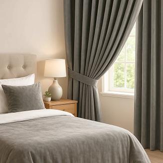 Zasłona gotowa na taśmie VELVET SOFT 140x300 welurowa szara