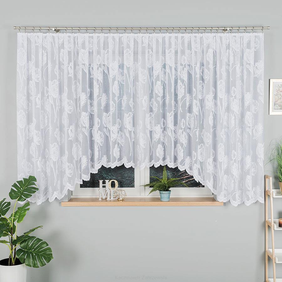 Firanka żakardowa gotowa na żabki SONIA 550x160 biała