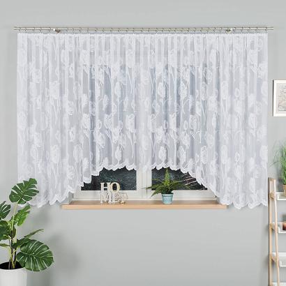 Firanka żakardowa gotowa na żabki SONIA 550x160 biała