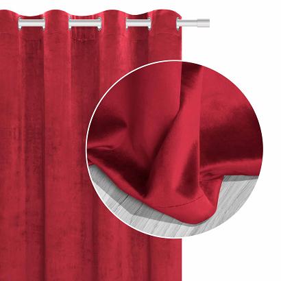 Zasłona gotowa na przelotkach VELVET SOFT 140x250 welurowa czerwona