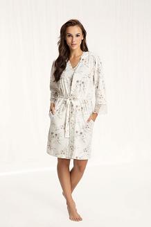 Szlafrok damski LUNA kod 367 morelowy z koronką