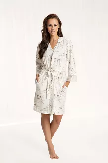 Szlafrok damski LUNA kod 367 morelowy z koronką