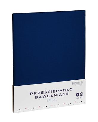 Prześcieradło bawełniane bez gumki SIMPLY 200x220 granatowe