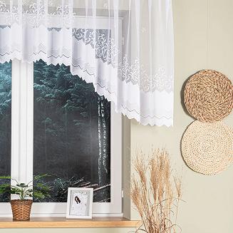 Firanka żakardowa gotowa na żabki GENOWEFA 400x100 biała