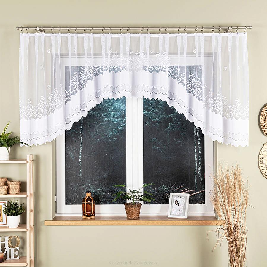 Firanka żakardowa gotowa na żabki GENOWEFA 400x100 biała