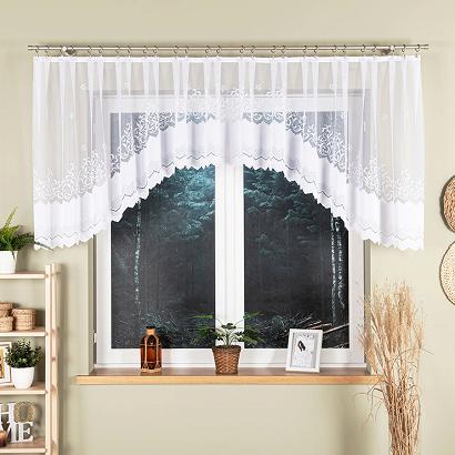 Firanka żakardowa gotowa na żabki GENOWEFA 400x100 biała