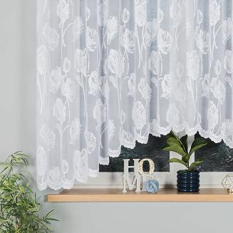 Firanka żakardowa gotowa na żabki SONIA 350x160 biała