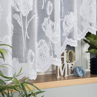 Firanka żakardowa gotowa na żabki SONIA 350x160 biała