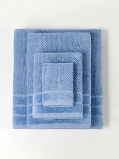 Ręcznik bawełniany o ryżowej strukturze Loren 100x150 niebieski