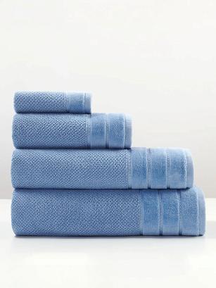 Ręcznik bawełniany o ryżowej strukturze Loren 100x150 niebieski